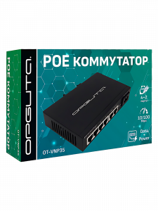 Коммутатор (свитч) на 4 POE ( 802.3af/at ) портов +2 Ethernet порта 100Mbs Орбита OT-VNP35